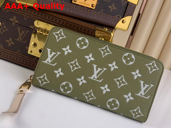 Louis Vuitton Zippy Wallet Monogram Empreinte Leather Kaki Beige M81280 Replica