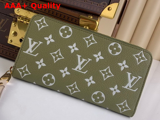 Louis Vuitton Zippy Wallet Monogram Empreinte Leather Kaki Beige M81280 Replica