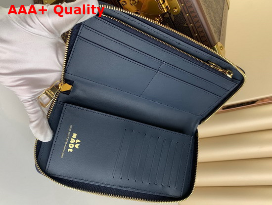 Louis Vuitton Zippy Wallet Vertical Blue Monogram Denim and Navy Blue Taurillon Leather M81107 Replica