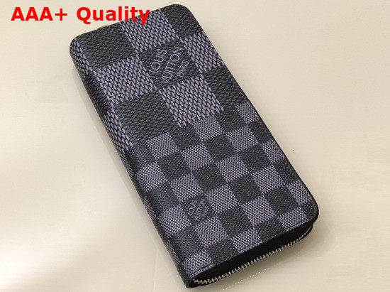 Louis Vuitton Zippy Wallet Vertical Gray Damier Graphite 3D Coated Canvas Replica