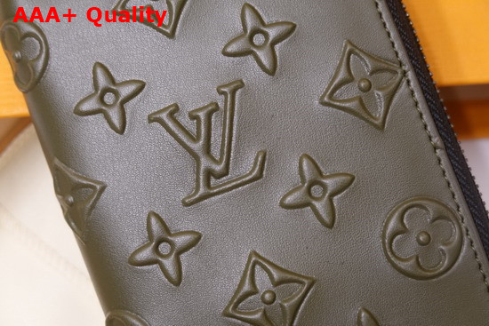 Louis Vuitton Zippy Wallet Vertical Khaki Monogram Seal Cowhide Leather Replica