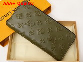 Louis Vuitton Zippy Wallet Vertical Khaki Monogram Seal Cowhide Leather Replica