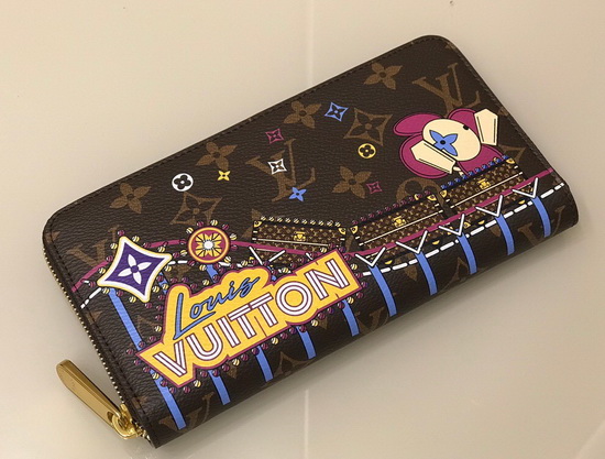 Louis Vuitton Zippy Wallet in Monogram Canvas Decorated with Colorful Illustrations of the House Mascot Vivienne Having Fun at a Fair M69750 Replica