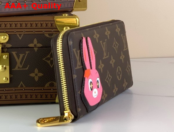 Louis Vuitton Zippy Wallet in Monogram Canvas Embellished with a Friendly Pink Rabbit in Shiny Calfskin M83689 Replica