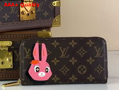 Louis Vuitton Zippy Wallet in Monogram Canvas Embellished with a Friendly Pink Rabbit in Shiny Calfskin M83689 Replica