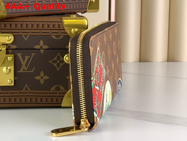 Louis Vuitton Zippy Wallet in Monogram Coated Canvas Decorated with Vintage Travel Stickers Replica