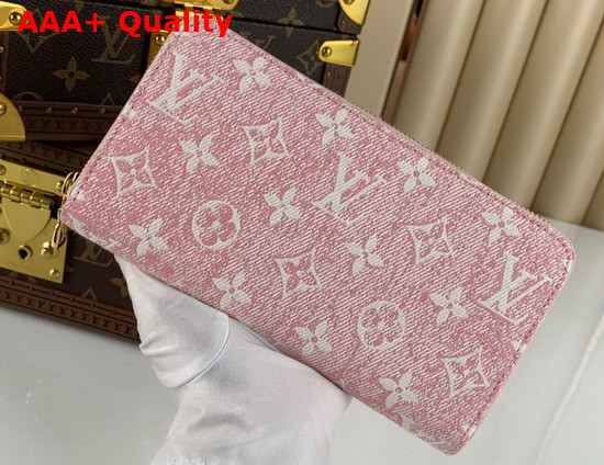 Louis Vuitton Zippy Wallet in Pink Monogram Jacquard Denim M81182 Replica