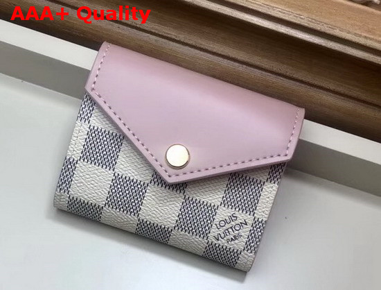 Louis Vuitton Zoe Wallet Eau de Rose Damier Azur Canvas and Cowhide Leather N60168 Replica