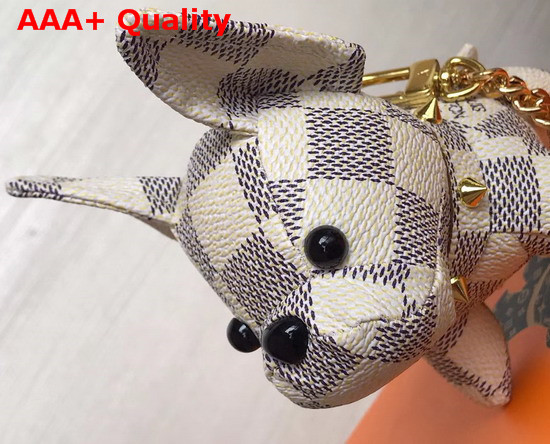 Louis Vuittong Fighting Dog Bag Charm in Damier Azur Canvas Replica