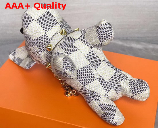 Louis Vuittong Fighting Dog Bag Charm in Damier Azur Canvas Replica