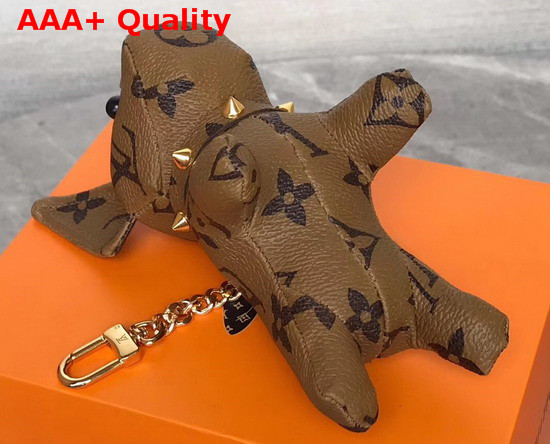 Louis Vuittong Fighting Dog Bag Charm in Monogram Reverse Canvas Replica