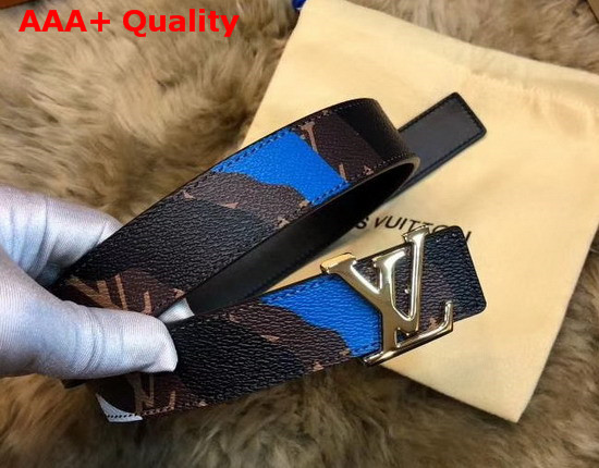 Lvxlol LV Iconic 30mm Reversible Belt Blue Silver M0254W Replica