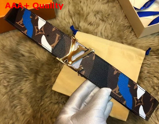 Lvxlol LV Iconic 40mm Reversible Belt Blue Silver Replica