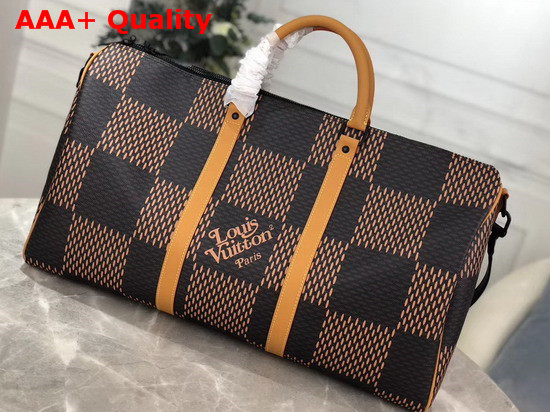 Virgil Abloh and Nigo Debut Louis Vuitton Keepall Bandouliere 50 Giant Damier Ebene Canvas and Monogram Canvas Replica