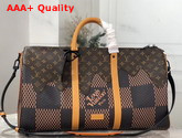 Virgil Abloh and Nigo Debut Louis Vuitton Keepall Bandouliere 50 Giant Damier Ebene Canvas and Monogram Canvas Replica