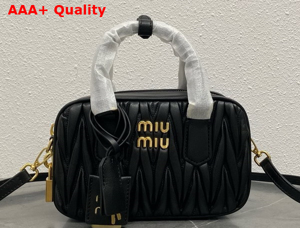 Miu Miu Arcadie Matelasse Nappa Leather Bag in Black 5BB123 Replica