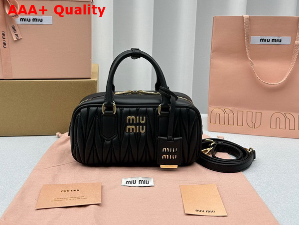 Miu Miu Arcadie Matelasse Nappa Leather Bag in Black 5BB142 Replica