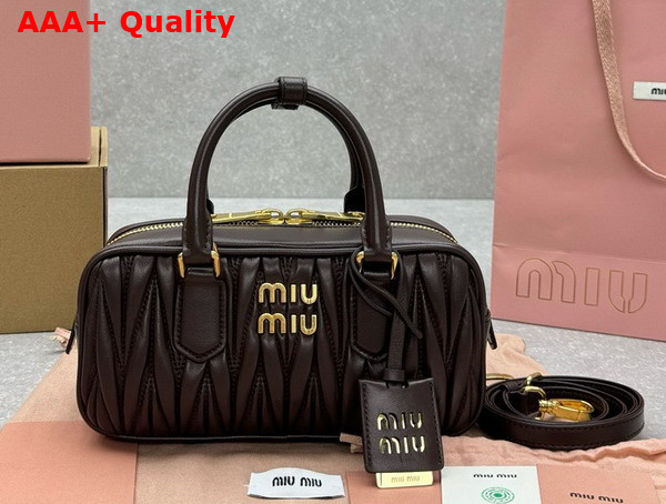 Miu Miu Arcadie Matelasse Nappa Leather Bag in Briarwood 5BB142 Replica