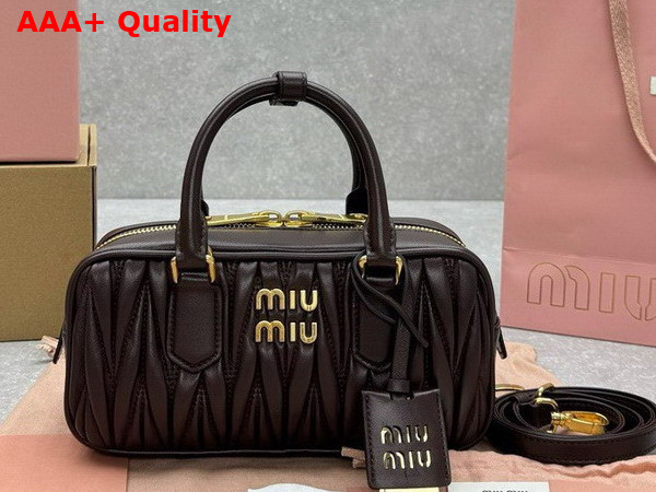 Miu Miu Arcadie Matelasse Nappa Leather Bag in Briarwood 5BB142 Replica