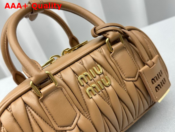 Miu Miu Arcadie Matelasse Nappa Leather Bag in Caramel 5BB142 Replica