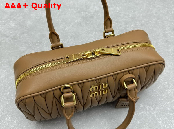 Miu Miu Arcadie Matelasse Nappa Leather Bag in Caramel 5BB148 Replica