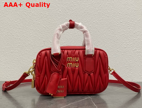 Miu Miu Arcadie Matelasse Nappa Leather Bag in Red 5BB123 Replica