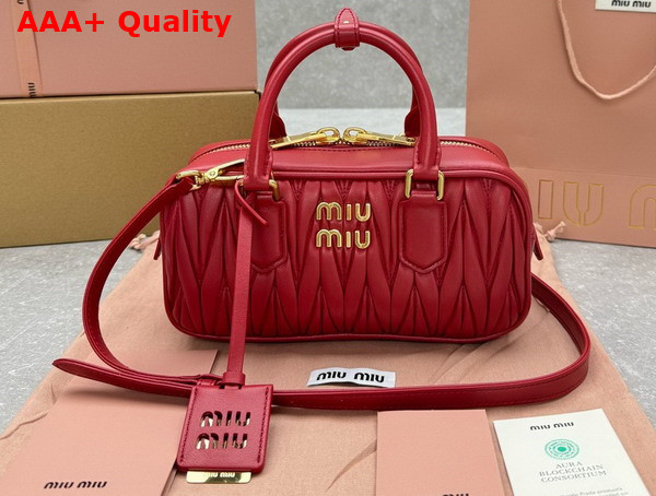 Miu Miu Arcadie Matelasse Nappa Leather Bag in Red 5BB142 Replica