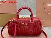 Miu Miu Arcadie Matelasse Nappa Leather Bag in Red 5BB142 Replica