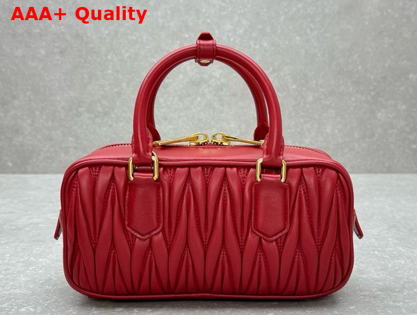 Miu Miu Arcadie Matelasse Nappa Leather Bag in Red 5BB142 Replica