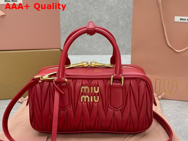 Miu Miu Arcadie Matelasse Nappa Leather Bag in Red 5BB142 Replica