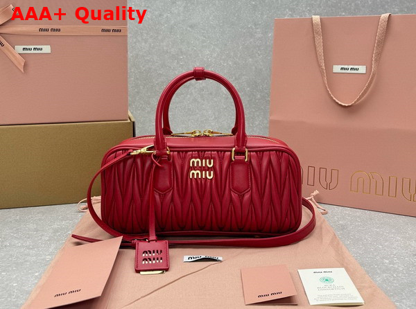 Miu Miu Arcadie Matelasse Nappa Leather Bag in Red 5BB148 Replica