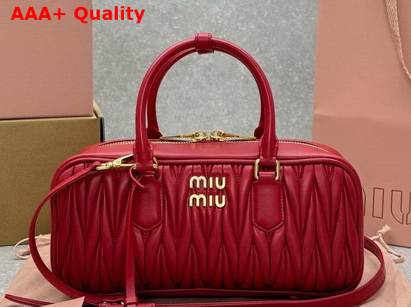 Miu Miu Arcadie Matelasse Nappa Leather Bag in Red 5BB148 Replica