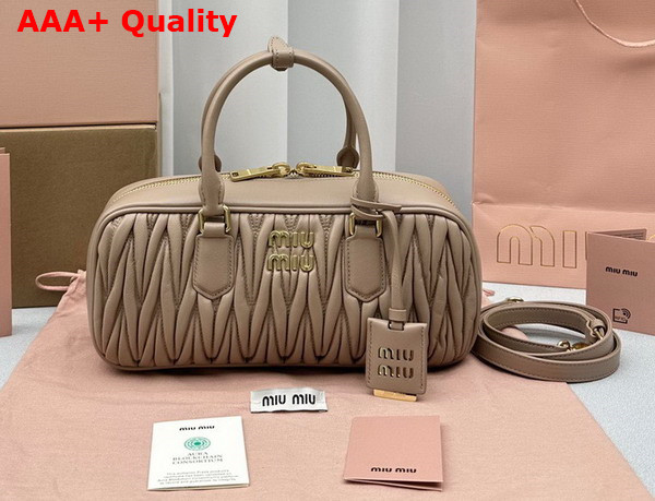 Miu Miu Arcadie Matelasse Nappa Leather Bag in Sand Beige 5BB148 Replica