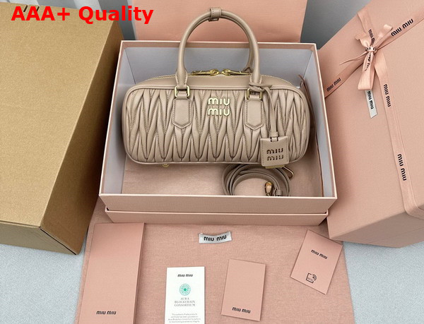 Miu Miu Arcadie Matelasse Nappa Leather Bag in Sand Beige 5BB148 Replica