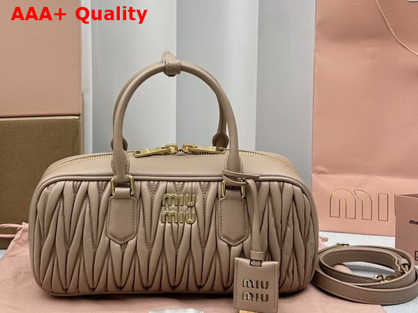 Miu Miu Arcadie Matelasse Nappa Leather Bag in Sand Beige 5BB148 Replica