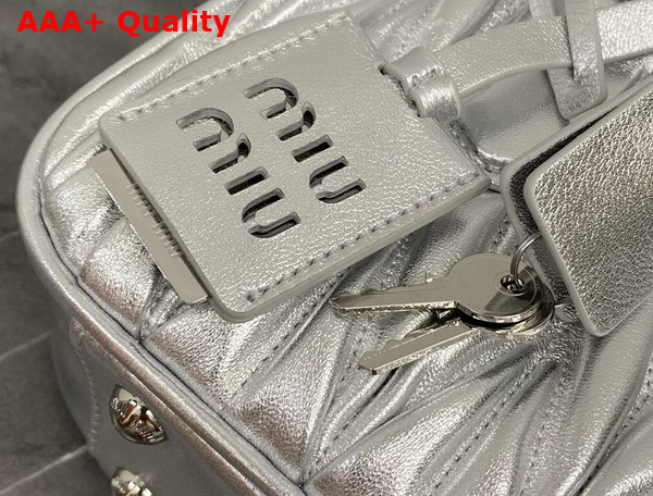 Miu Miu Arcadie Matelasse Nappa Leather Bag in Silver 5BB123 Replica