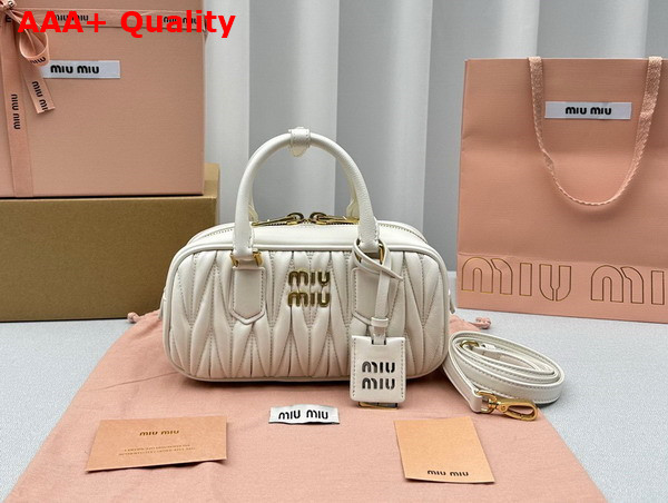 Miu Miu Arcadie Matelasse Nappa Leather Bag in White 5BB142 Replica