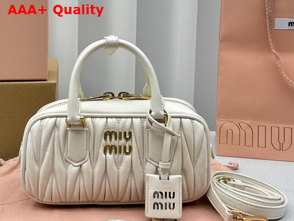 Miu Miu Arcadie Matelasse Nappa Leather Bag in White 5BB142 Replica