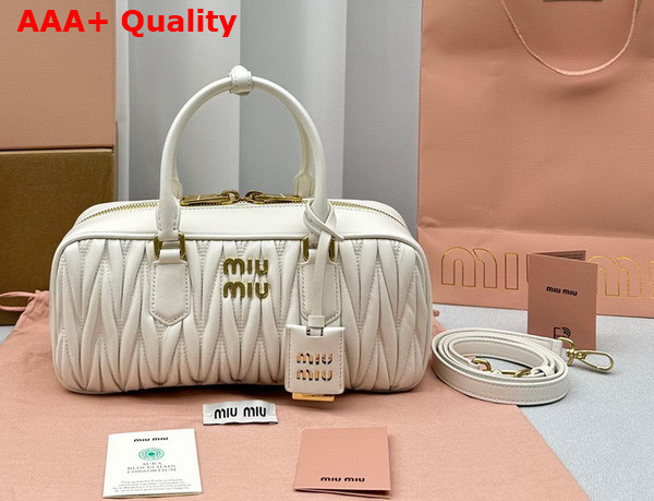 Miu Miu Arcadie Matelasse Nappa Leather Bag in White 5BB148 Replica