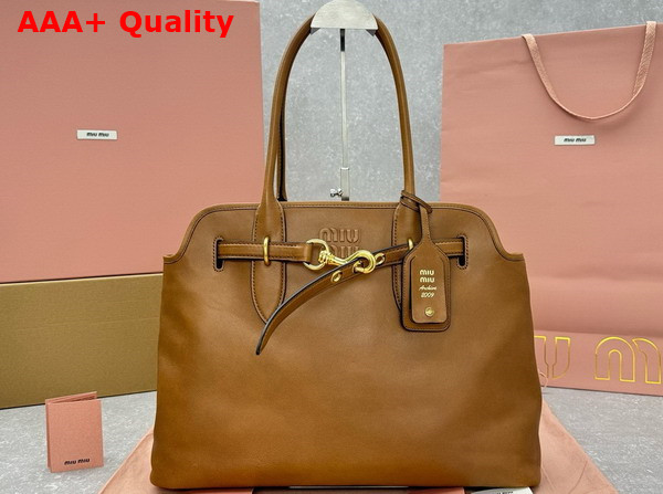 Miu Miu Aventure Nappa Leather Bag in Cognac 5BG291 Replica