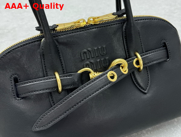 Miu Miu Aventure Nappa Leather Top Handle Bag in Black 5BB168 Replica