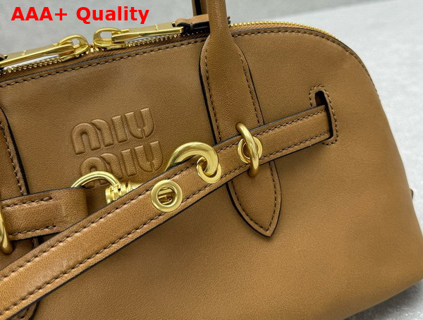 Miu Miu Aventure Nappa Leather Top Handle Bag in Oak 5BB168 Replica