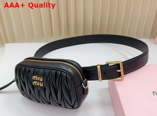 Miu Miu Belt with Matelasse Pouch in Black 5CC568 Replica