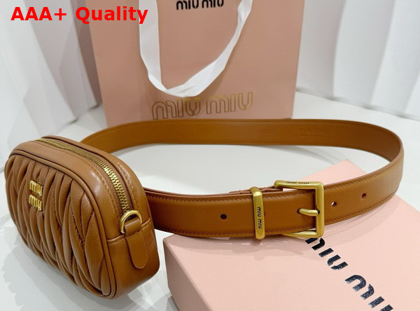 Miu Miu Belt with Matelasse Pouch in Caramel 5CC568 Replica