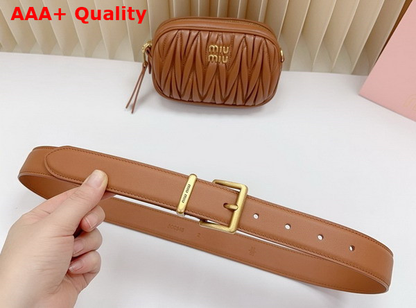 Miu Miu Belt with Matelasse Pouch in Caramel 5CC568 Replica