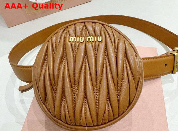 Miu Miu Belt with Round Matelasse Pouch in Caramel Replica