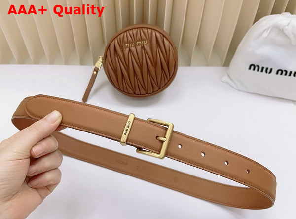 Miu Miu Belt with Round Matelasse Pouch in Caramel Replica