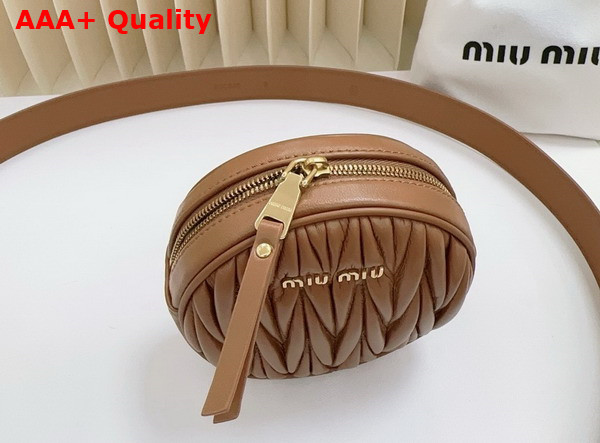 Miu Miu Belt with Round Matelasse Pouch in Caramel Replica