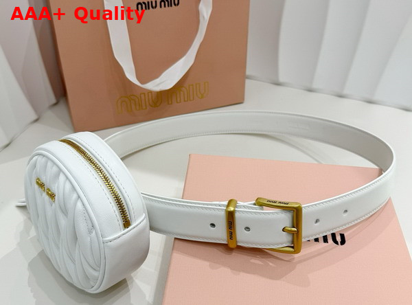 Miu Miu Belt with Round Matelasse Pouch in White Replica