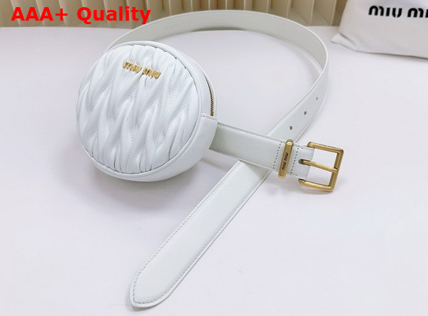 Miu Miu Belt with Round Matelasse Pouch in White Replica